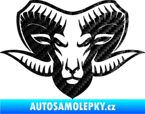 Samolepka Kozel 006 hlava 3D karbon černý