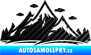 Samolepka Krajina hory 002 levá 3D karbon černý