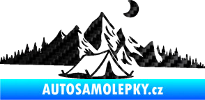 Samolepka Krajina hory 023 pravá kempování 3D karbon černý