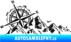 Samolepka Krajina hory 043 levá s kompasem 3D karbon černý