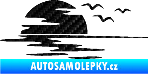 Samolepka Krajina moře 003 levá západ slunce odraz na hladině 3D karbon černý