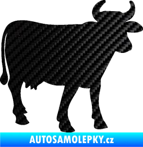 Samolepka Kráva 002 pravá 3D karbon černý