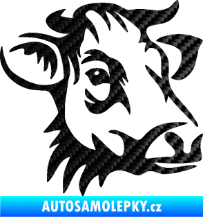 Samolepka Kráva 004 pravá 3D karbon černý