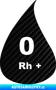 Samolepka Krevní skupina 0 Rh+ kapka 3D karbon černý