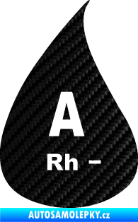 Samolepka Krevní skupina A Rh- kapka 3D karbon černý