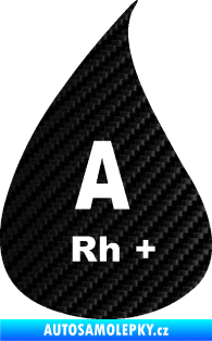 Samolepka Krevní skupina A Rh+ kapka 3D karbon černý