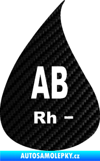 Samolepka Krevní skupina AB Rh- kapka 3D karbon černý