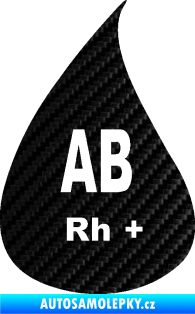 Samolepka Krevní skupina AB Rh+ kapka 3D karbon černý
