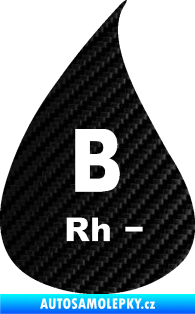 Samolepka Krevní skupina B Rh- kapka 3D karbon černý