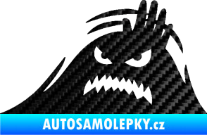 Samolepka Kuk 005 levá vzteklý šmírák 3D karbon černý