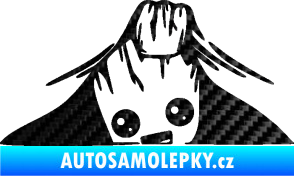 Samolepka Kuk 007 levá Groot vykukuje 3D karbon černý