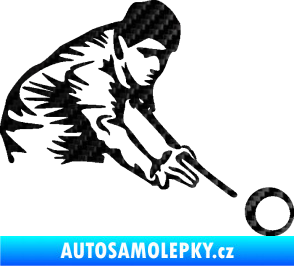 Samolepka Kulečník 001 pravá hráč s tágem 3D karbon černý