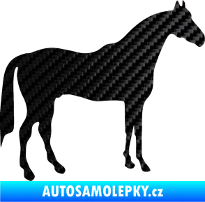 Samolepka Kůň 004 pravá 3D karbon černý
