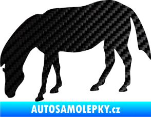 Samolepka Kůň 006 levá na pastvě 3D karbon černý