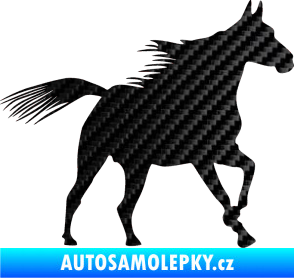 Samolepka Kůň 010 pravá 3D karbon černý