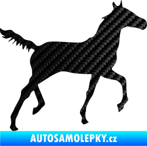 Samolepka Kůň 011 pravá 3D karbon černý