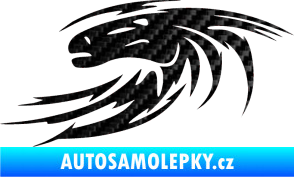 Samolepka Kůň 023 levá hlava s vlající hřívou 3D karbon černý