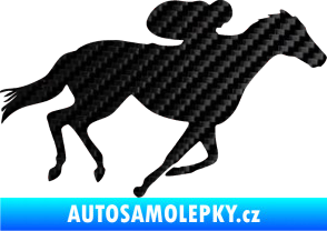 Samolepka Kůň 027 pravá závodí s jezdcem 3D karbon černý