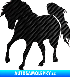Samolepka Kůň 032 levá 3D karbon černý