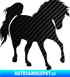 Samolepka Kůň 032 pravá 3D karbon černý