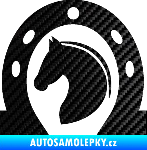 Samolepka Kůň 034 levá podkova 3D karbon černý