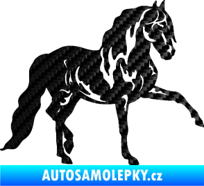 Samolepka Kůň 039 pravá 3D karbon černý