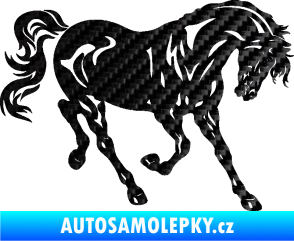 Samolepka Kůň 056 pravá 3D karbon černý