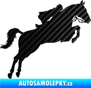 Samolepka Kůň 076 pravá parkur 3D karbon černý