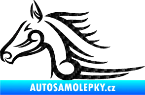 Samolepka Kůň 081 levá hlava tattoo 3D karbon černý