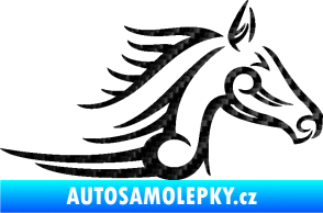 Samolepka Kůň 081 pravá hlava tattoo 3D karbon černý