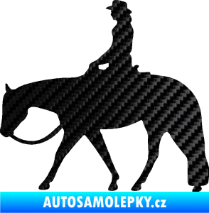 Samolepka Kůň 082 levá kovbojka na koni 3D karbon černý
