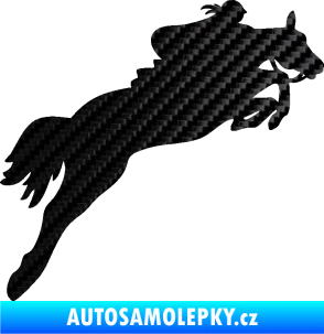 Samolepka Kůň 084 pravá s jezdkyní 3D karbon černý