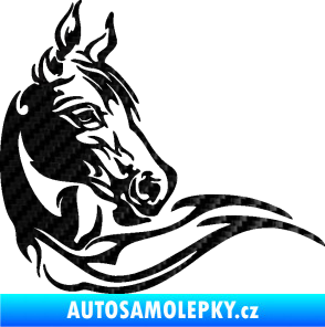 Samolepka Kůň 085 pravá 3D karbon černý