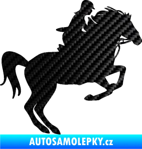 Samolepka Kůň 091 pravá skok 3D karbon černý