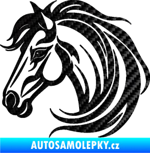 Samolepka Kůň 103 levá hlava 3D karbon černý