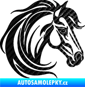 Samolepka Kůň 103 pravá hlava 3D karbon černý