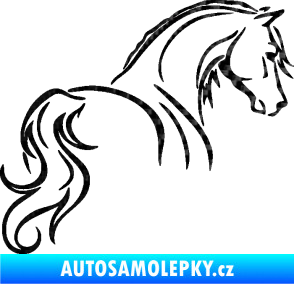 Samolepka Kůň 104 pravá 3D karbon černý