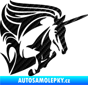 Samolepka Kůň jednorožec 001 pravá 3D karbon černý
