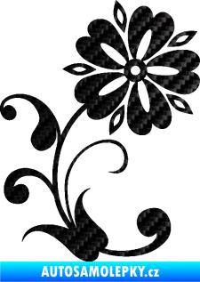 Samolepka Květina dekor 001 pravá 3D karbon černý