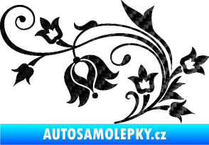 Samolepka Květina dekor 002 levá 3D karbon černý