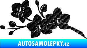 Samolepka Květina dekor 008 levá orchidej 3D karbon černý