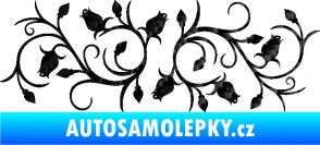 Samolepka Květina dekor 010 levá růžičky 3D karbon černý