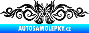 Samolepka Květina dekor 017 motýl 3D karbon černý
