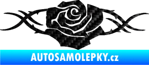 Samolepka Květina dekor 020 levá růže s trny 3D karbon černý