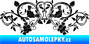 Samolepka Květina dekor 026 3D karbon černý