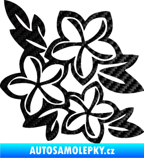 Samolepka Květina dekor 032 pravá 3D karbon černý