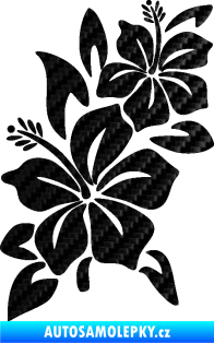 Samolepka Květina dekor 033 levá ibišek 3D karbon černý
