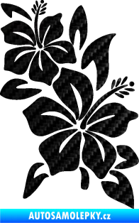 Samolepka Květina dekor 033 pravá ibišek 3D karbon černý