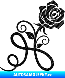 Samolepka Květina dekor 036 pravá růže 3D karbon černý