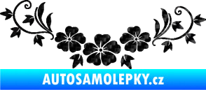 Samolepka Květina dekor 045 levá ibišky 3D karbon černý